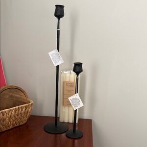 Kirklands Black Candle Holders Set